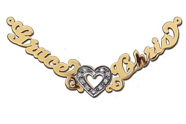 Couples Diamond Heart Name Charm #pnd48