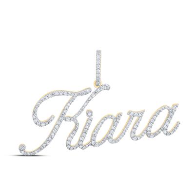 10K Yellow Gold Round Diamond Kiara Name Pendant 3/4 Cttw