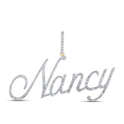 10K Yellow Gold Round Diamond Nancy Name Pendant 7/8 Cttw