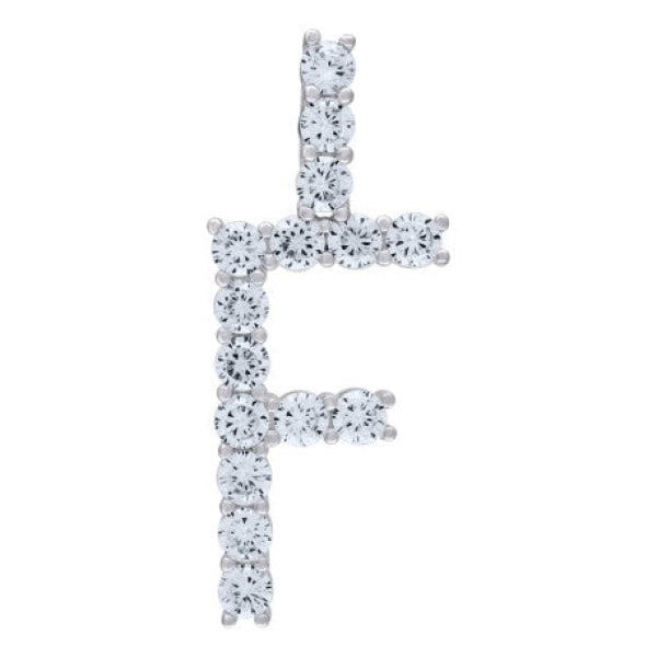 Sterling Silver Cubic-Zirconia Initial F Pendant