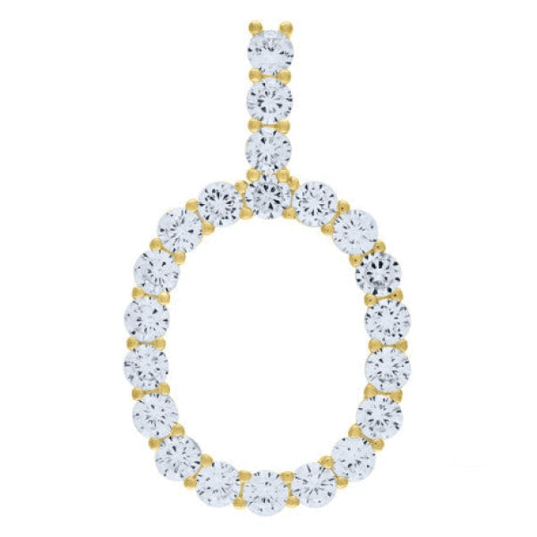 Sterling Silver Cubic-Zirconia Initial O Pendant