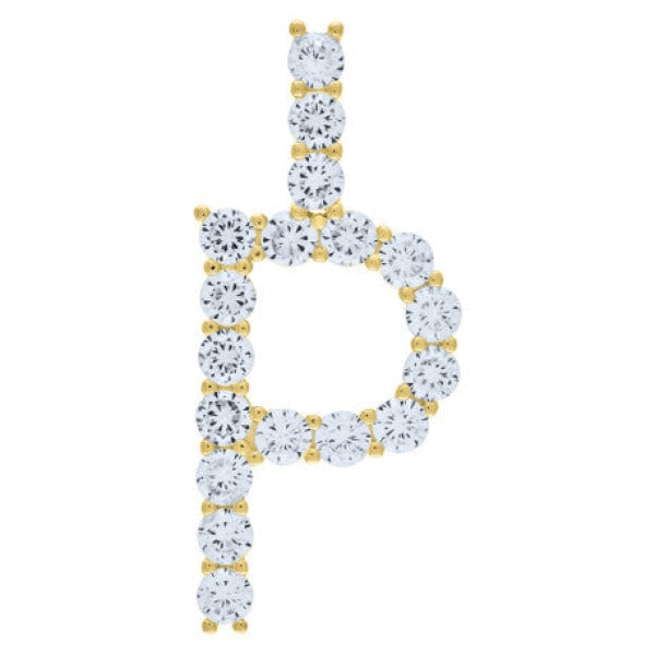 Sterling Silver Cubic-Zirconia Initial P Pendant