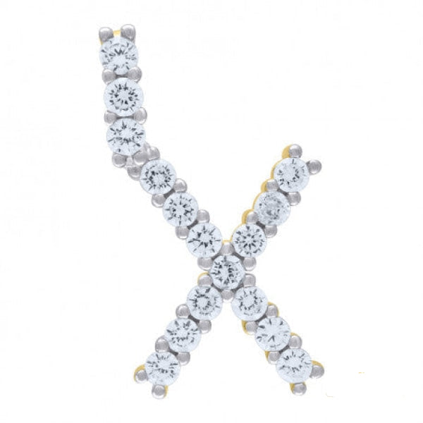 Sterling Silver Cubic-Zirconia Initial X Pendant Yellow Tone