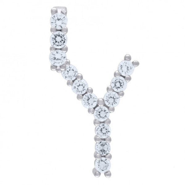 Sterling Silver Cubic-Zirconia Initial Y Pendant