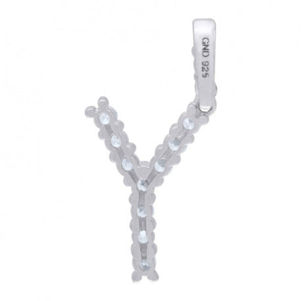 Sterling Silver Cubic-Zirconia Initial Y Pendant