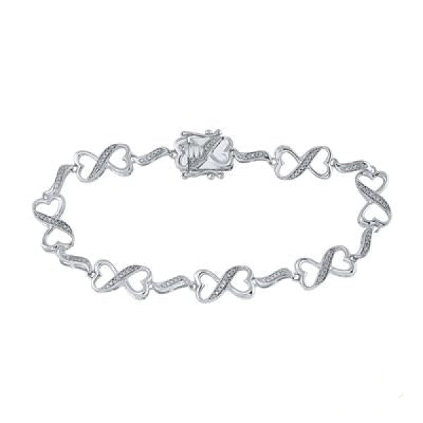 Sterling Silver Round Diamond Infinity Bracelet 1/4 Cttw