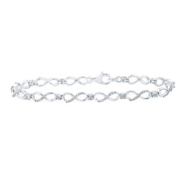 Sterling Silver Round Diamond Infinity Bracelet .03 Cttw
