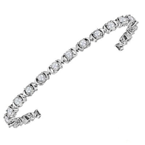 Sterling Silver Round Diamond Mom Bracelet 1 Cttw